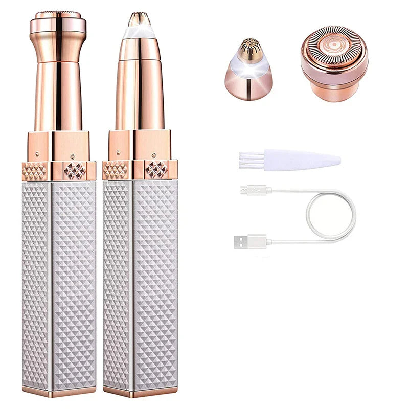 Women's Electric Eyebrow Trimmer Rechargeable Hair Removal Shaving Lip Bikini Lady Shaver Remover Body Facial Nose Epilator Pi-Mart