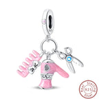 S925 Sterling Silver Princess Golf Hamster Camera Travel Three Piece Set Charms Beads 3mm DIY Fine Jewelry Making Lootquake LLC