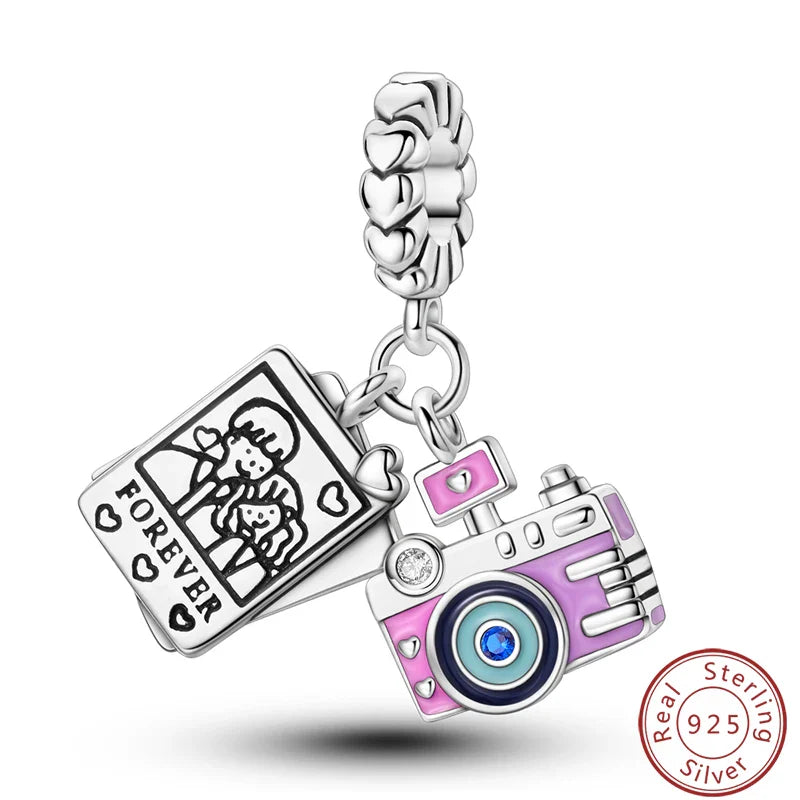 S925 Sterling Silver Princess Golf Hamster Camera Travel Three Piece Set Charms Beads 3mm DIY Fine Jewelry Making Lootquake LLC