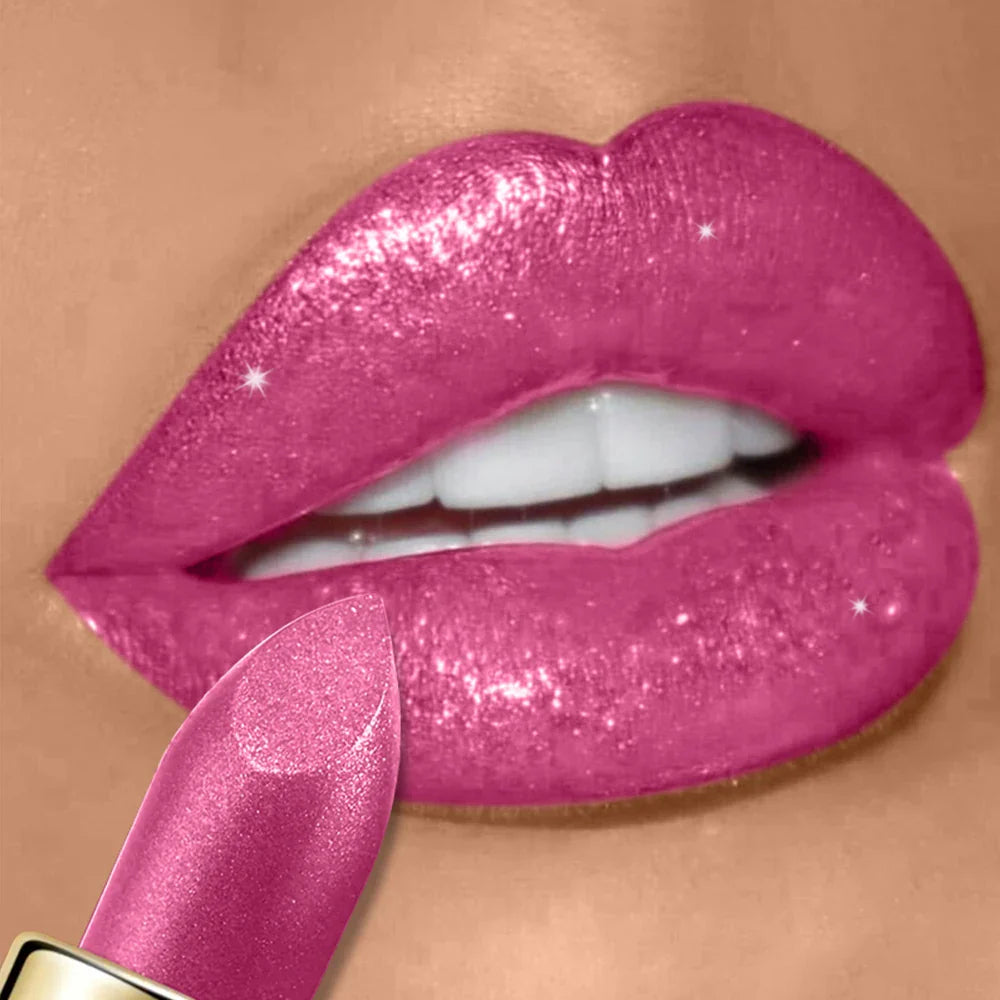 Diamond Shimmer Lipstick Lip Gloss High Pigmented Long Lasting 10 Colors Glitter Lipgloss Lips Makeup Cosmetics Sexy Make Up Lootquake LLC