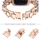 Fitbit Versa & Sense Leather Metal Band - Luxurious Design - SJB-DIAMOND ELITES