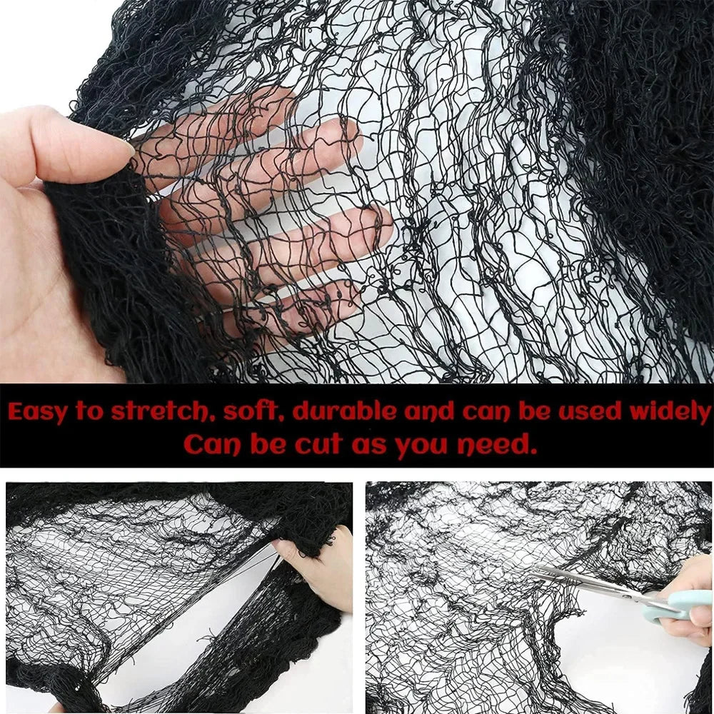 Halloween Black Gauze Horror Decor Tablecloth Table Flag Black Mesh Bar Ghost House Chamber Terror Decor Outdoor Hanging Gauze