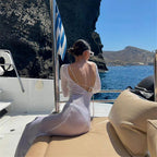 Sheer Beach Cover Up Dress | Backless Sunscreen Maxi Gown - Femstylo