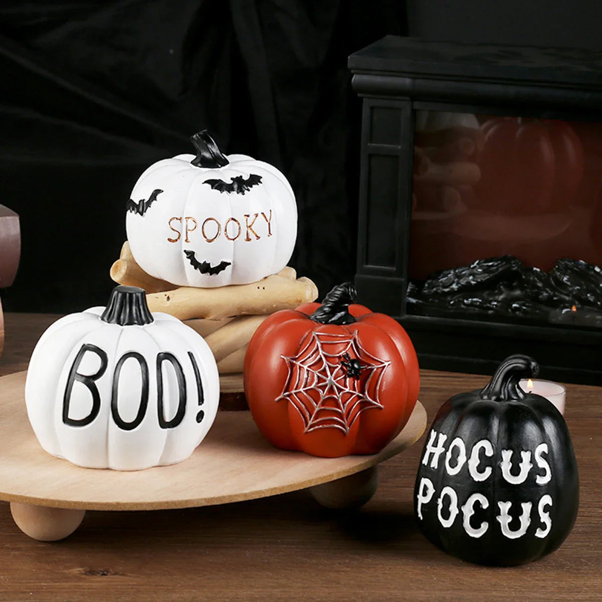 Spooky Resin Pumpkin Decor - Gothic  Tabletop Centerpiece for Halloween Lootquake LLC