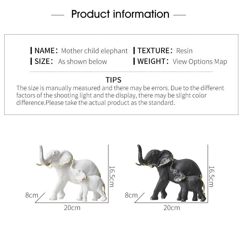 1pairs Creative Modern Decor Animal Resin Elephant Statues & Figurines Sculpture Living Room Table Ornaments Crafts Lootquake LLC