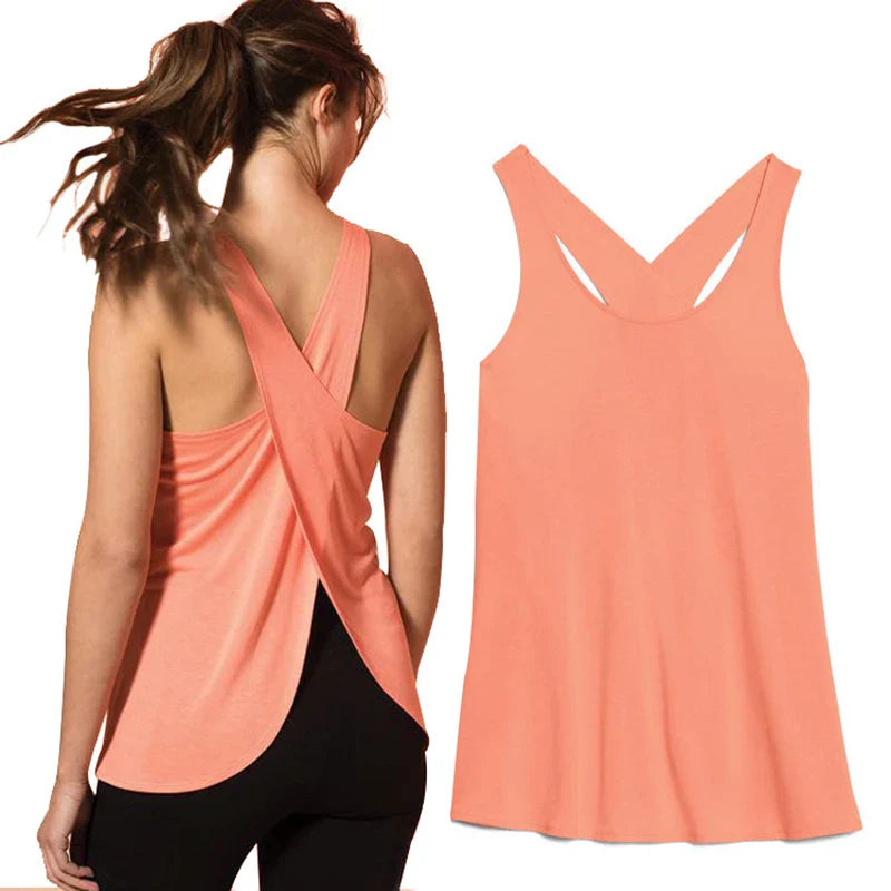 Women's Solid Wrap Back Sports Tank Top - SJB-DIAMOND ELITES