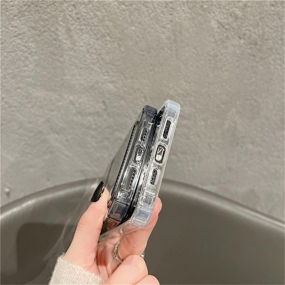 Transparent Card Slot Holder Case for iPhone 13 11 12 14 Pro Max Mini Clear Shockproof Soft Wallet Cover Clear Phone Case with Card Holder Slim Protective Soft Shock Absorbing Case with Card Holder Stevvex