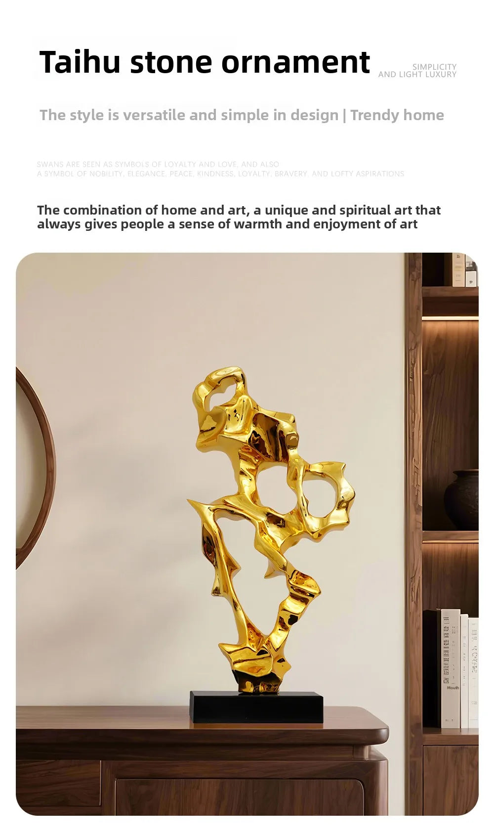 Abstract Art Sculpture Electroplating Transparent Resin Craft Model Modern Home Decor LivingRoom Office Desktop Statue Ornaments Lootquake LLC