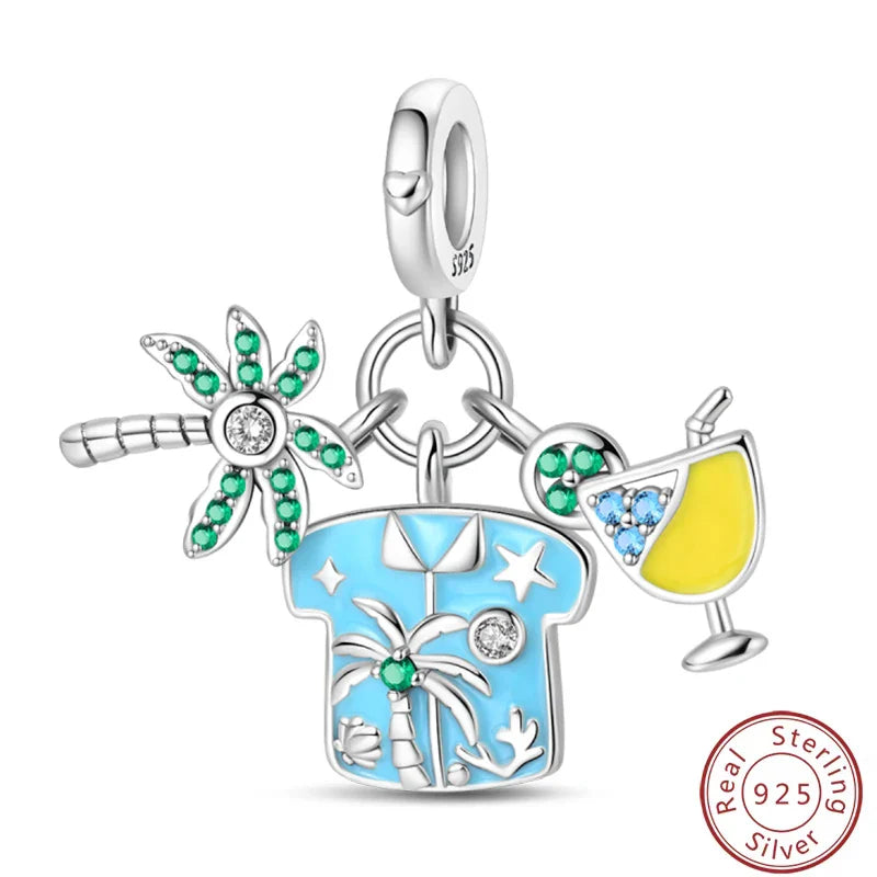 S925 Sterling Silver Princess Golf Hamster Camera Travel Three Piece Set Charms Beads 3mm DIY Fine Jewelry Making Lootquake LLC