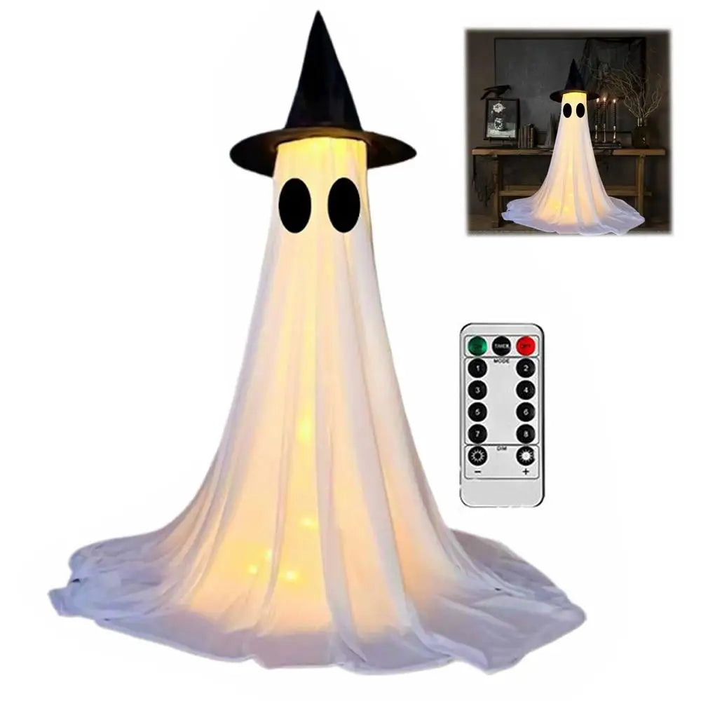 Lighted Spooky Ghost Decor Scary Standing Ghost with LED String Lights Home Porch Garden Yard Lawn Party Halloween Decorations Lootquake LLC