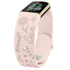 Fitbit Charge 5 6 Silicone Flower Engraved Soft Strap
