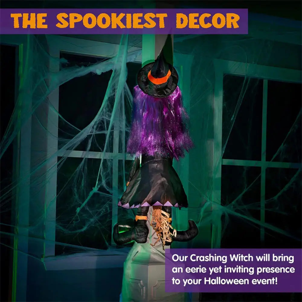 Halloween Crashing Witch Into Tree Outdoor Decoration Classic Flying Witch Pendant Decor for Yard Lawn Patio Porch Decorations Lootquake LLC