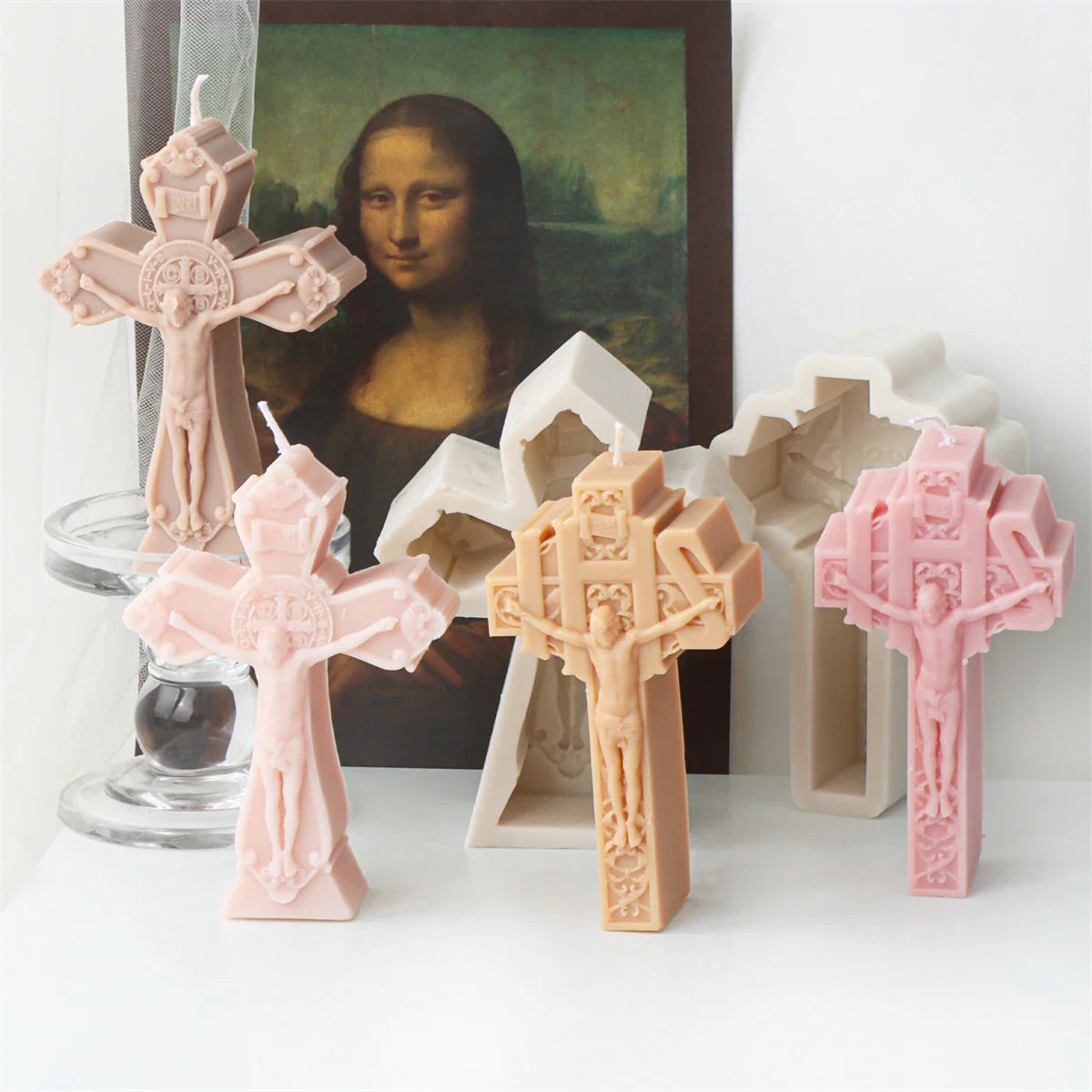 3D Jesus Cross Sculpture Candle Silicone Mold Resin Casting for Aroma Beads Soap DIY Handmade Decoration Gift Craft Lootquake LLC