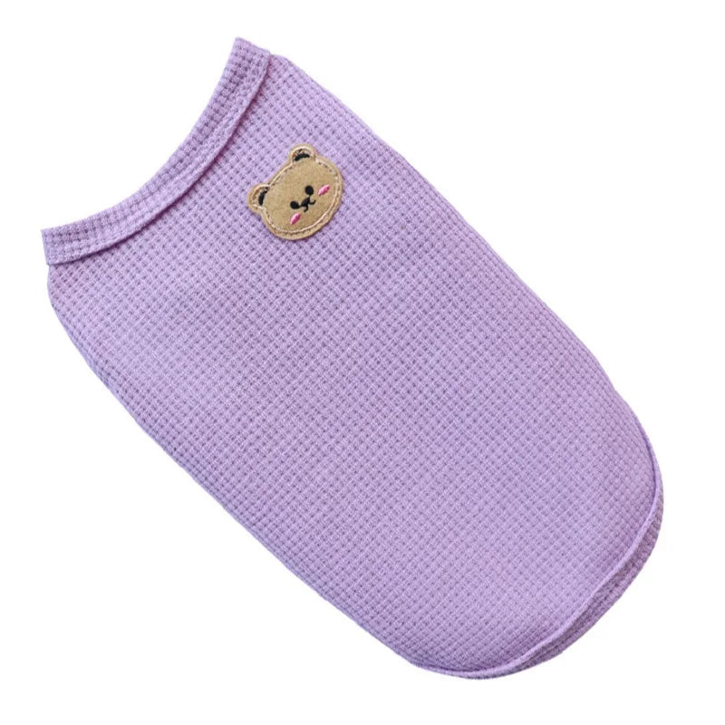 Pet Clothes Spring Summer Cat Dog T-shirt Breathable Waffle Vest Puppy Kitten Pet Supplies Chihuahua French Bulldog Clothing Pi-Mart