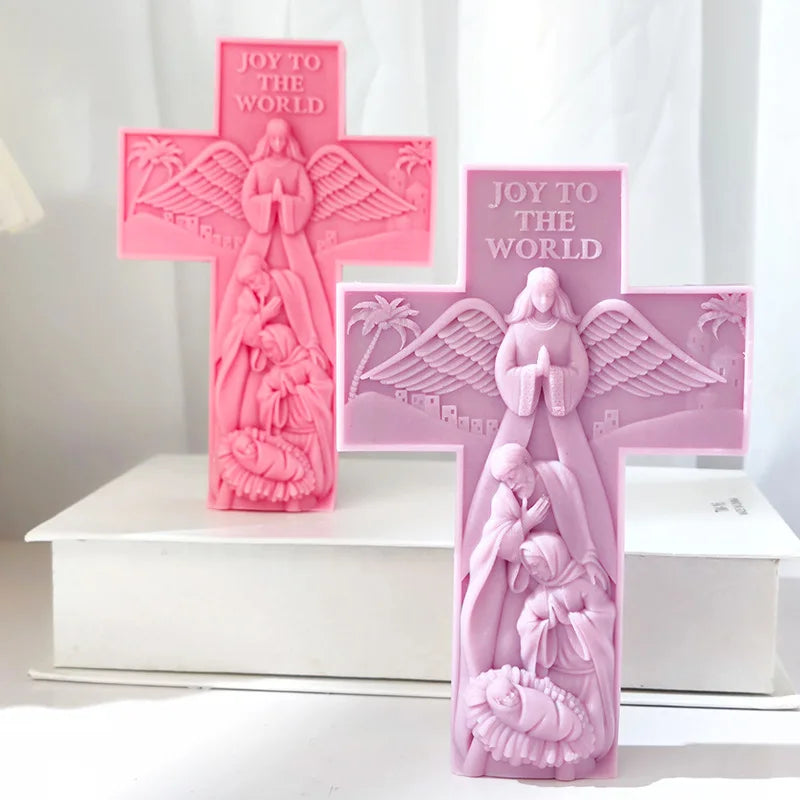 Cross Angel Virgin Mary Jesus Candle Silicone Mold Handmade Greek Mythology Sculpture Plaster Candle Soy Wax Mould Home Decor Lootquake LLC