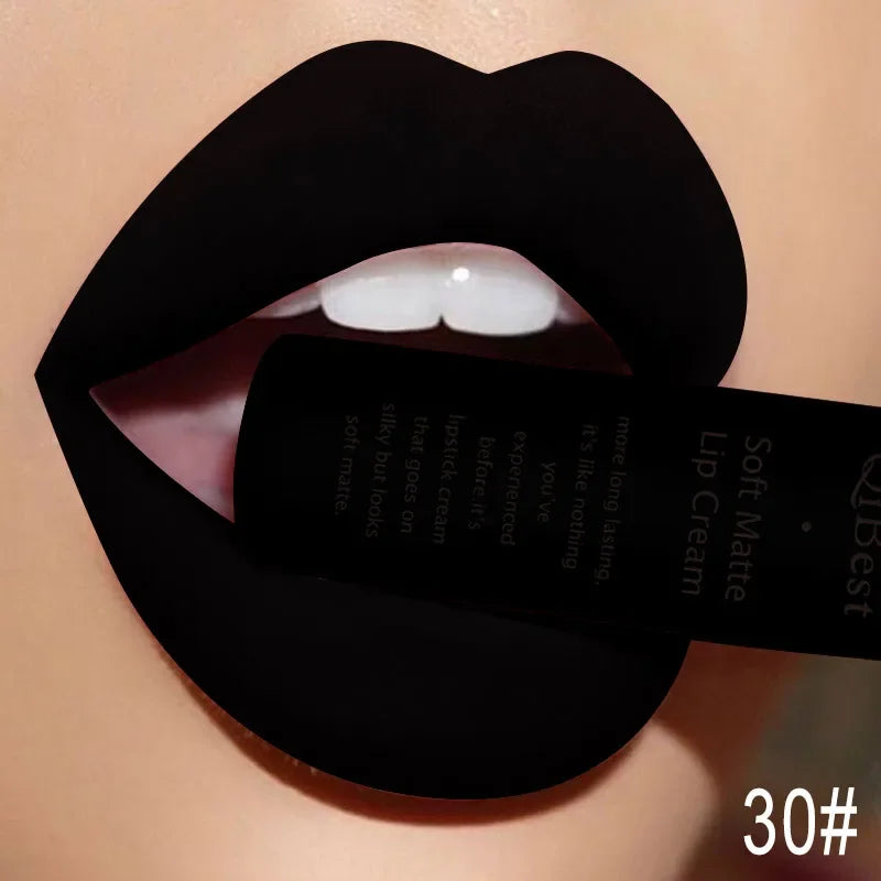Matte Liquid Lipstick Waterproof Long Lasting Sexy Velvet Lip Gloss Nude Pigment Red Black Women Beauty Makeup Cosmetics
