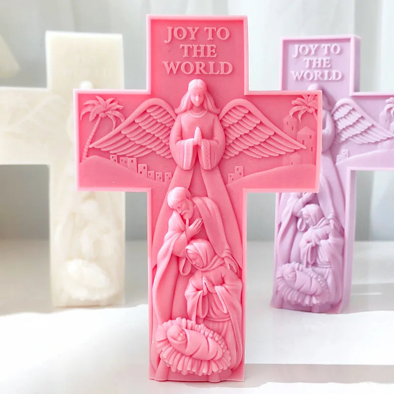 Cross Angel Virgin Mary Jesus Candle Silicone Mold Handmade Greek Mythology Sculpture Plaster Candle Soy Wax Mould Home Decor Lootquake LLC