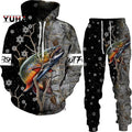 New 3D Fishing Art Print Casual Couple Hoodies Outfits Hip Hop Streetwear Hooded Sweatshirt+Sweat Pants Men's Tracksuit Set Lootquake LLC