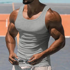American Vest, Summer Europe And The United States Men Stretch Sports Gym Training, Tight Hurdle Sleeveless Top Solid Color Vest