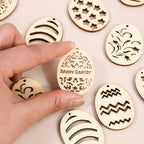 25/50Pcs Easter Eggs Wooden DIY Craft Hanging Ornaments Hollowed Wood Chips Happy Easter Party Decorations For Home Kids Gift Lootquake LLC