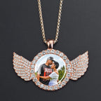 Custom Necklace Personalized Photo Picture Angel Wings Rhinestone Pendant Chains Necklaces Creative Fashion Hip Hop Jewelry Gift Lootquake LLC