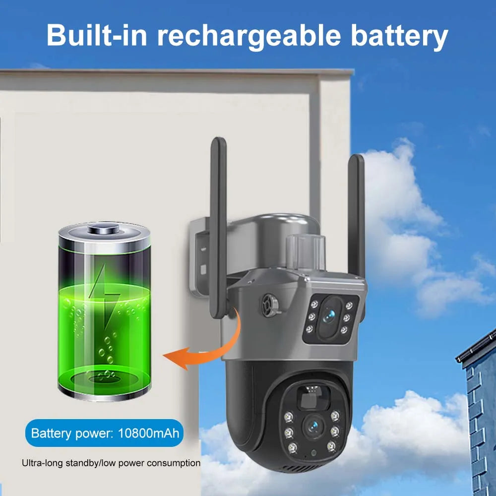 8MP 4K WiFi Solar Camera Outdoor Wireless CCTV Surveillance Camera With Solar Panel Dual Lens PTZ IP Cam Security Protection
