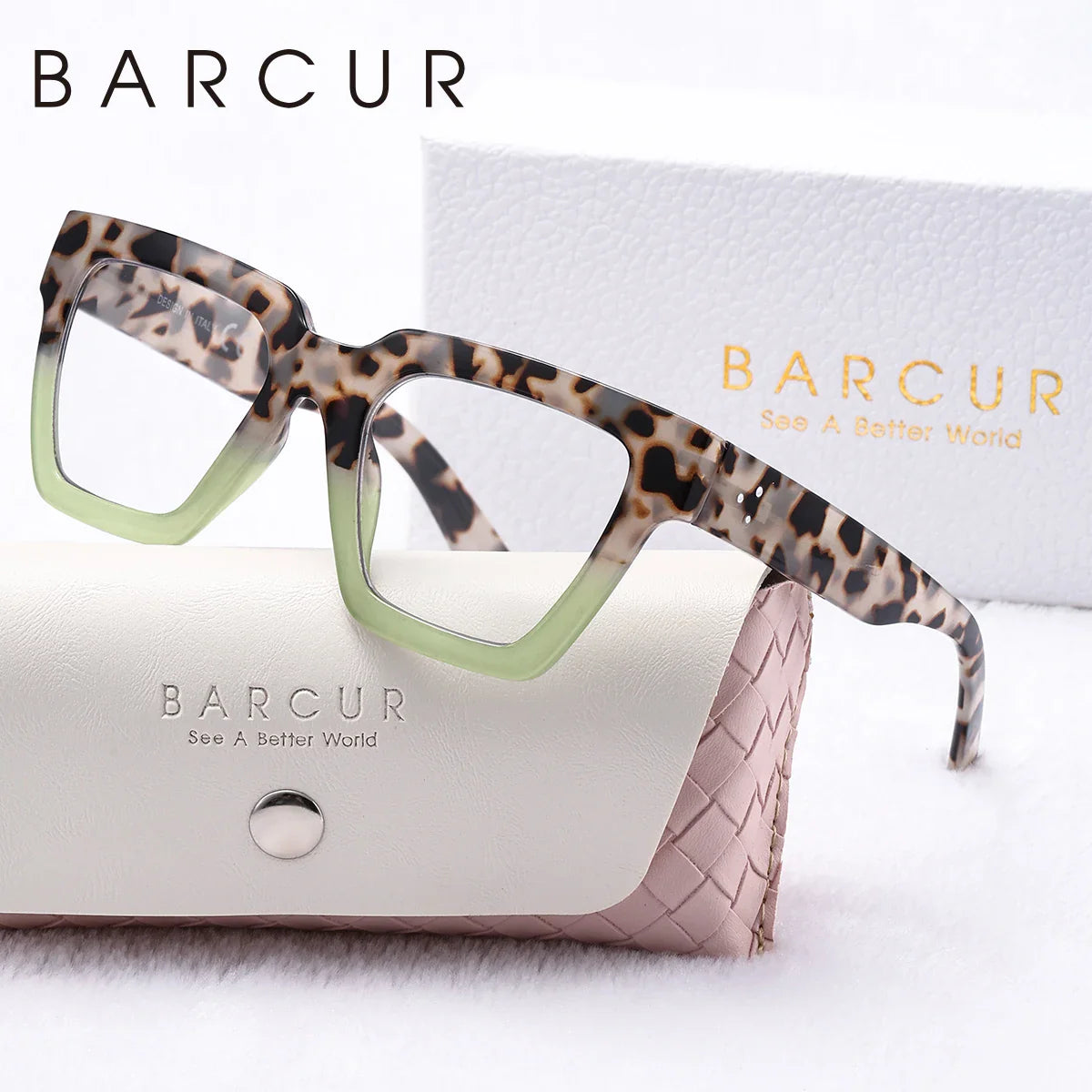 BARCUR Large Fashionable Frame Pink Reading Glasses for Women – Stylish Square Thick Frame Eyewear with Multi-Degree Options for Men & Women – Lightweight Blue Light Blocking Computer Glasses with White Gift Box for Home Office & Study Stevvex