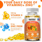 Taoters Vitamin C + Zinc Supplement - High Absorption - Immune System, Skin Health Vitamins - Antioxidant Supplement Lootquake LLC