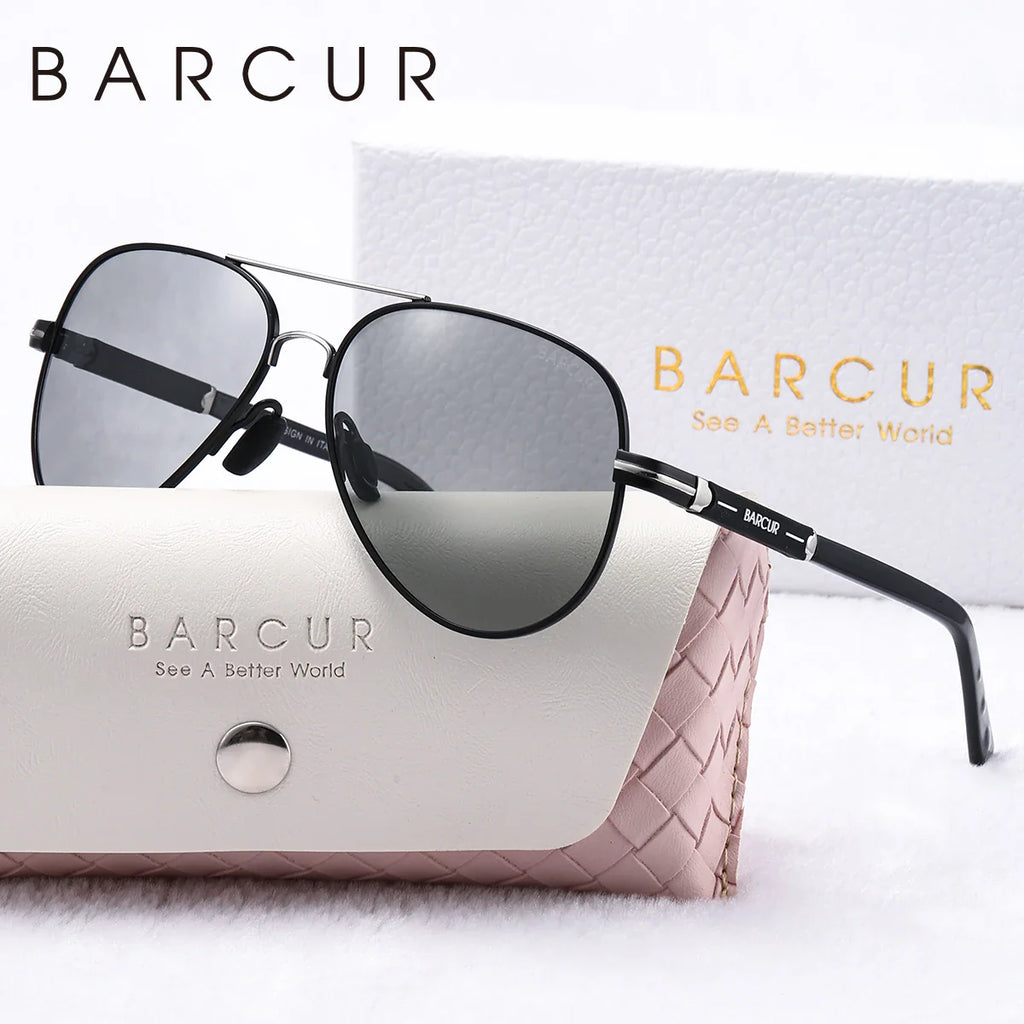 BARCUR Oversize Polarized Sunglasses for Women Trendy Double Beam Design Metal Elliptical Frame with UV400 Protection Fashionable Sun Glasses for Summer Outdoor & Daily Wear Stevvex