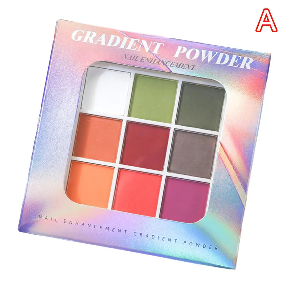 9Colors Solid Patting Nail Powders UV Polish Decoration Shimmer Fine Glitter Gradient Matte Pat Pat Manicure Polish Deco Powder