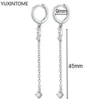 925 Sterling Silver Ear Needle Fashion Hoop Earrings White Crystal Luxury Women's Silver Earrings Wedding Women's Jewelry Gift