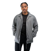 Cottonhood Coaches Jacket Nylon Windbreaker for Men - Lightweight Coach Jacket Water-Resistant Nylon Jacket (4XL Grey) Pi-Mart