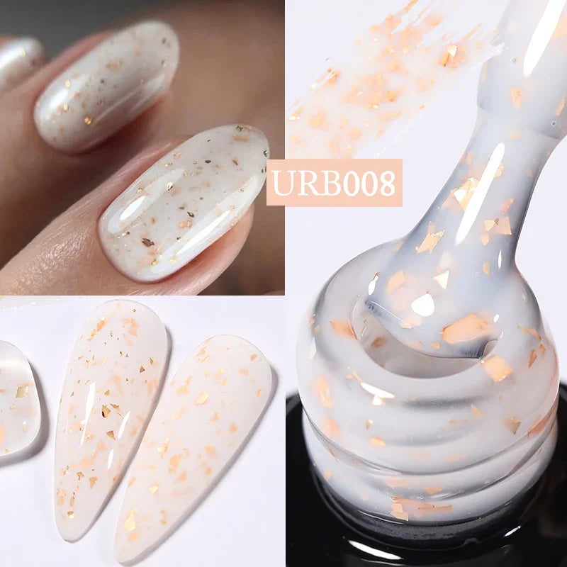 UR SUGAR Blue Color Rubber Base Gel Nail Polish Gold Glitter Base Gel Top Coat Soak Off UV LED Gel Nail Art Varnish Manicure Lootquake LLC