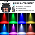 Yiflamefly 4Pcs 30W Par Lights 4x8W LED RGBWYP+CYAN DJ Light Remote & DMX Controlled Stage Light For Wedding Party Club Disco