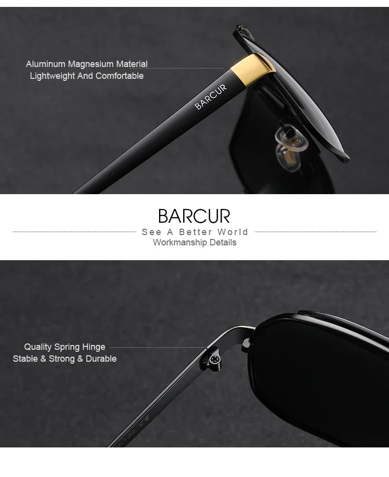 BARCUR Polarized Sunglasses for Men – Trendy UV400 Gradient Lens Oval Comfortable Frame Sports Driving Hiking Fishing Outdoor Fashion Eyewear with Durable Stainless Steel Frame – Casual Apparel Accessory Gift for Him Stevvex