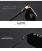 BARCUR Polarized Sunglasses for Men – Trendy UV400 Gradient Lens Oval Comfortable Frame Sports Driving Hiking Fishing Outdoor Fashion Eyewear with Durable Stainless Steel Frame – Casual Apparel Accessory Gift for Him Stevvex