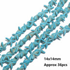 36pcs 14mm Starfish Shape Natural Turquoise Stone Beads Colorful Howlite Handmade Beads for Jewelry Making DIY Pendant Crafts Lootquake LLC