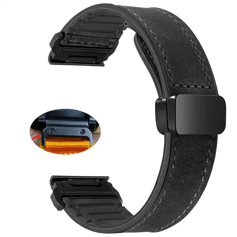 Garmin Soft Leather Band - Magnetic Buckle QuickFit Design - SJB-DIAMOND ELITES