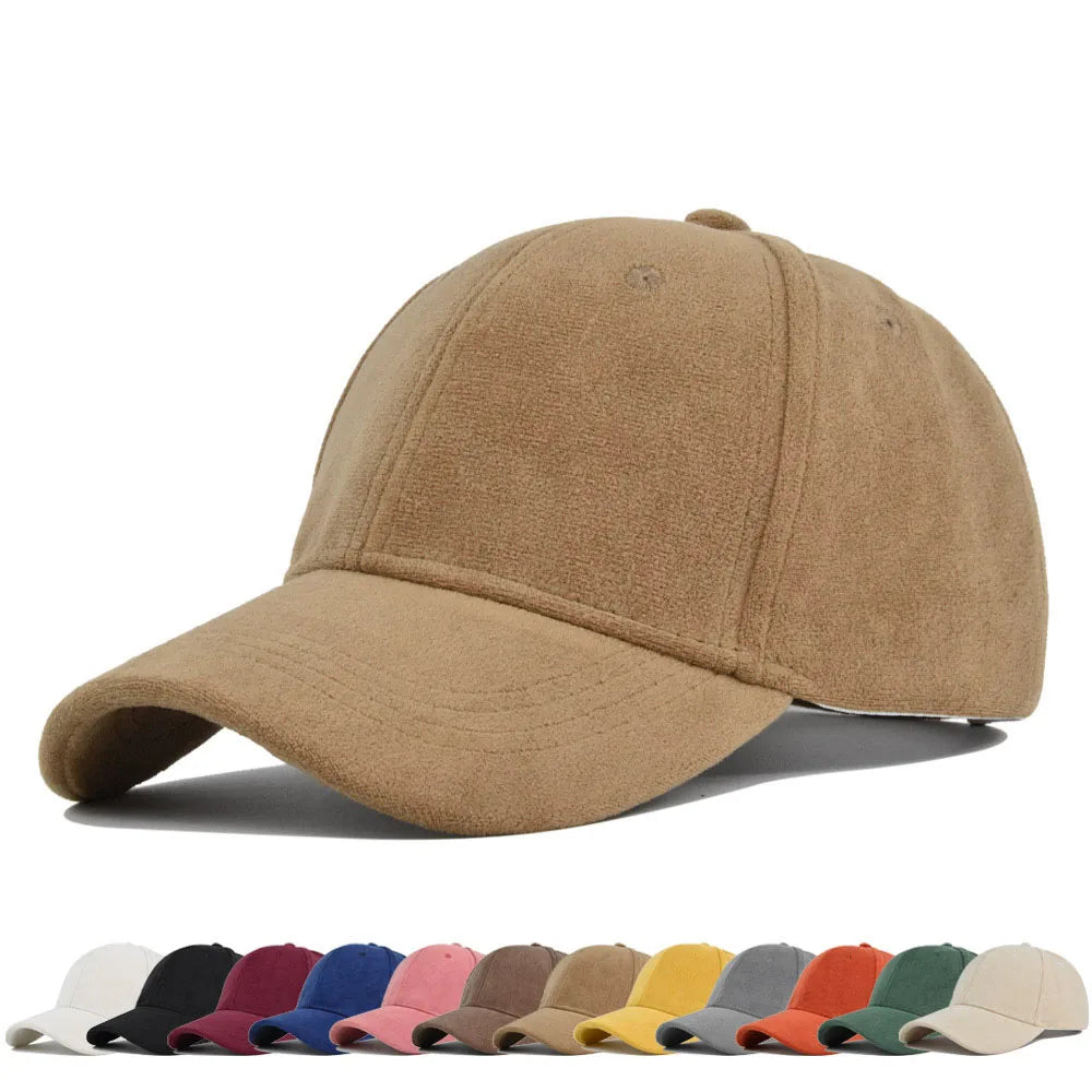 Solid Suede Retro Baseball Caps For Men Women Spring Autumn Street Snapback Hip Hop Hat Adjustable Faux Fur Sunscreen Visor Cap Lootquake LLC