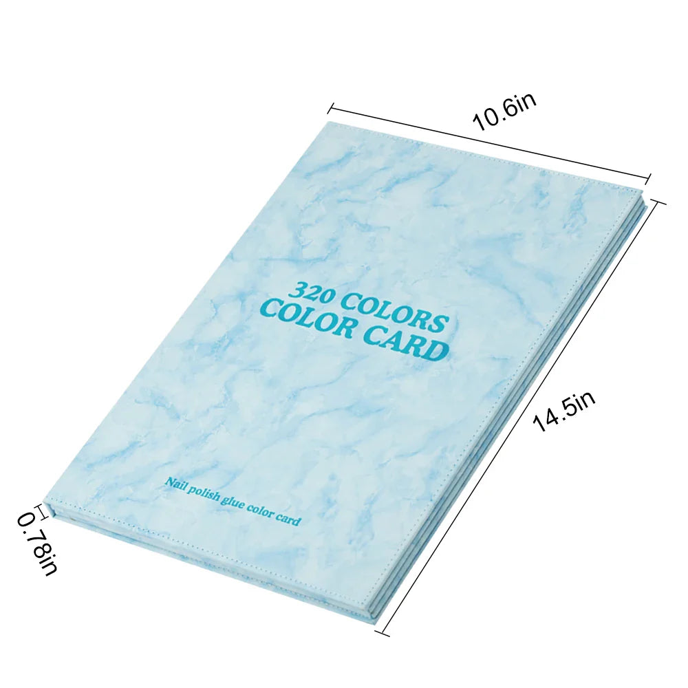 Luxury Leather Color Chart Book 320 Colors Salon Grade Swatch Display&Nail Art Templates, Manicure Design Catalog for Nail Salon