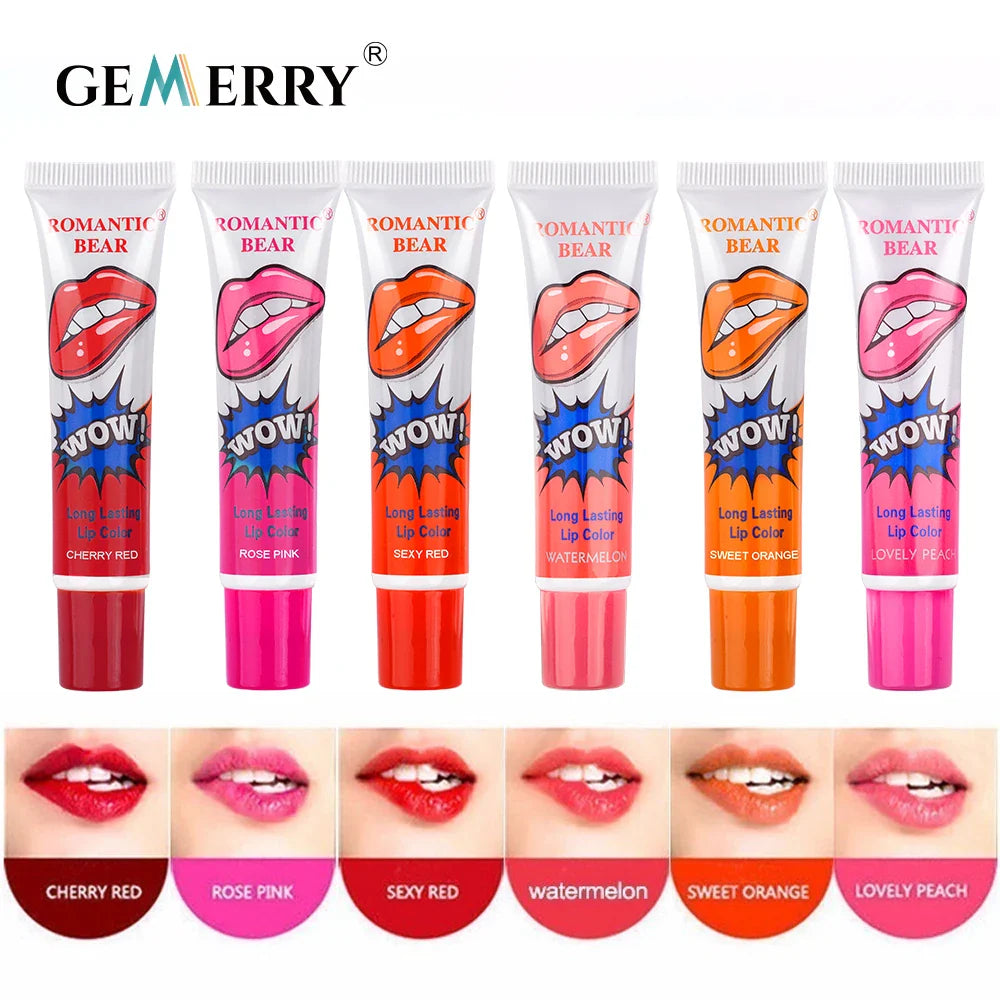 Gemerry 6 Colors Peel Off Lipstick Magic Sexy Makeup Long Lasting Lip Gloss Beauty Waterproof Lip Stick Women Cosmetic Lootquake LLC