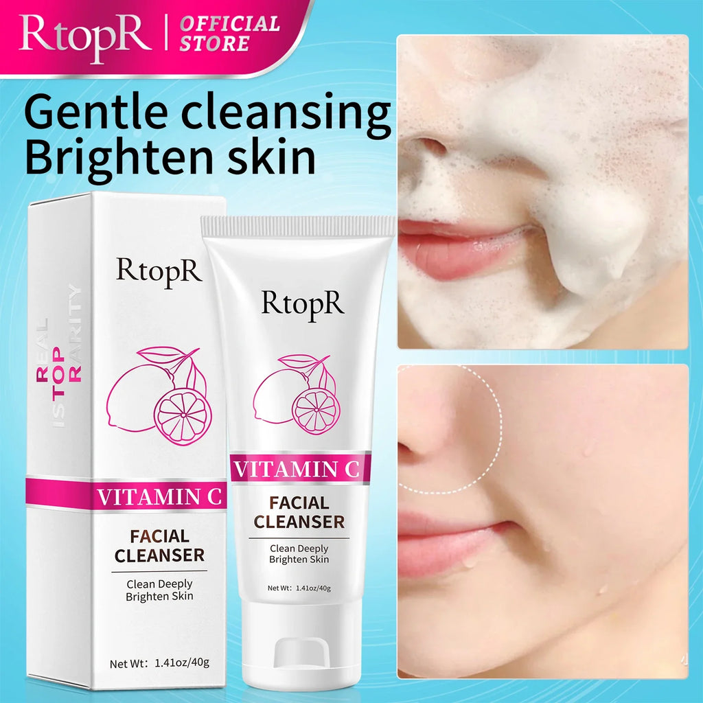 Vitamin C Face Cleanser Deep Cleansing Acne Oil Control Cleans Pores Whitening Skin Cleanses Cuticle Skin Care Face Cleansing Lootquake LLC