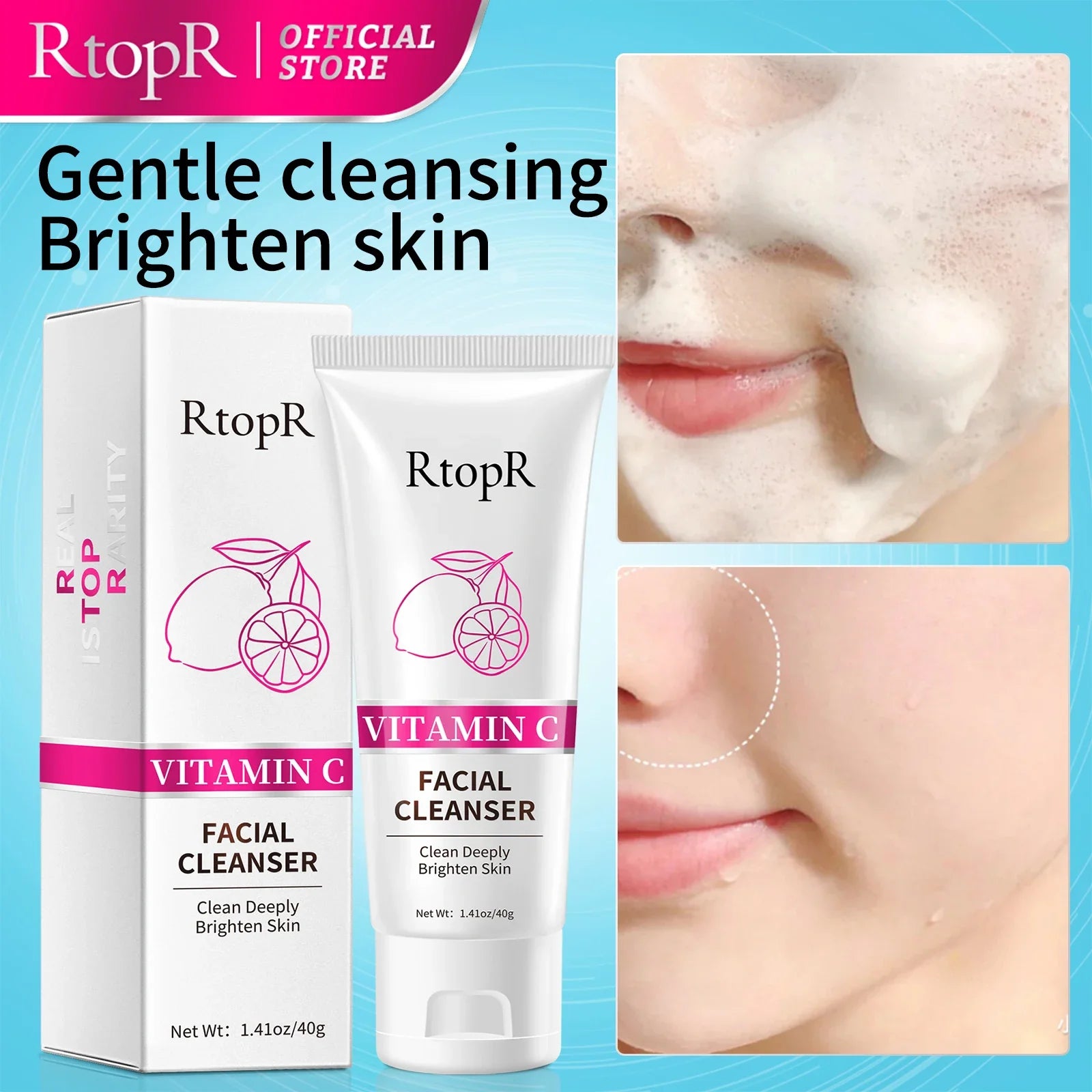 Vitamin C Face Cleanser Deep Cleansing Acne Oil Control Cleans Pores Whitening Skin Cleanses Cuticle Skin Care Face Cleansing Lootquake LLC