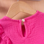 Summer Kids Cotton Casual 2pcs Toddler Girls Solid Color Sleeveless Top + Ruffle Pants Set Comfortable Fashion Hot Sale