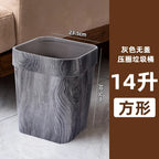 Square Wood Grain Garbage Bin Household Plastic Uncovered Office Bathroom Livingroom Kitchen 12L Dustbin Waste Basket Trash Can Lootquake LLC
