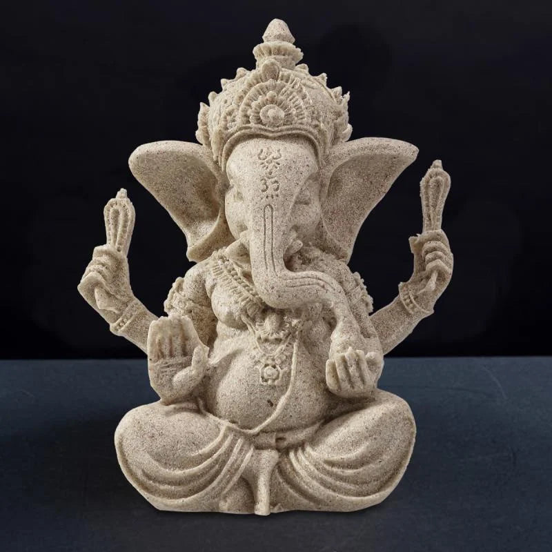 Sandstone Ganesha Buddha Elephant Statue Sculpture Handmade Elephant Figurine Home Decoration Accessories