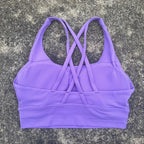 Solid Color Women Cross  Fitness sport Bra soft high strength Tight Top Comprehensive Training Gym Yoga Underwear With Chest Pad