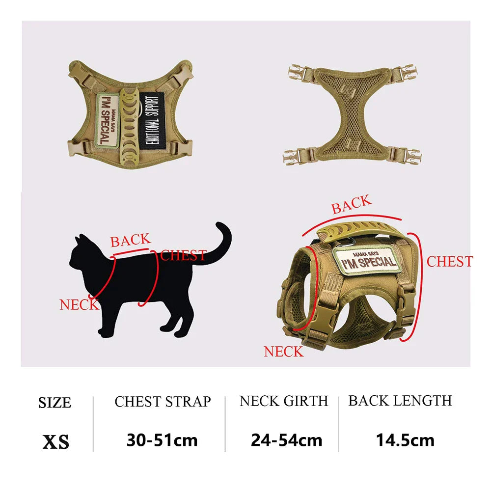 Tactical Cat Harness with 2 Patches Stickers Vest Harnesses THRIXINE