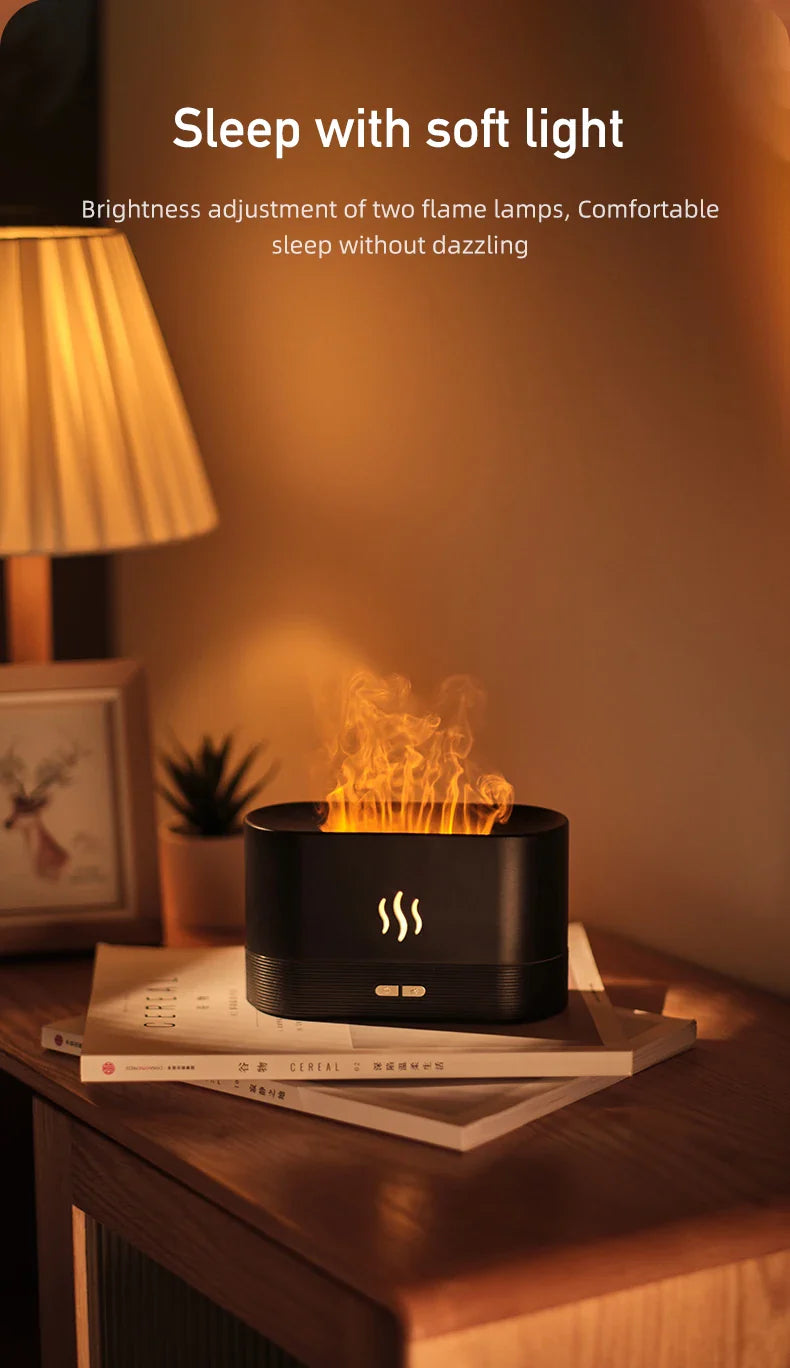 Aroma Diffuser Air Humidifier Ultrasonic Cool Mist Maker With LED Lighting Simulation Colorful Flame Fragrance Machine Lootquake LLC