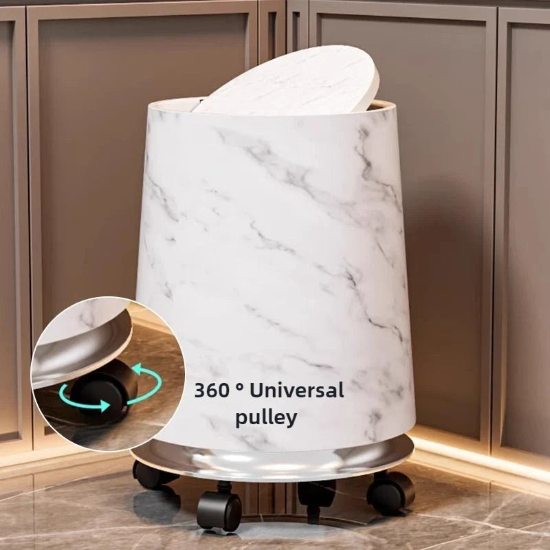 Large Capacity Trash Can Luxury Removable Litter Bins Living Room Rotating Wastebasket Food Recycle Dustbin Cleaning Supplies Lootquake LLC